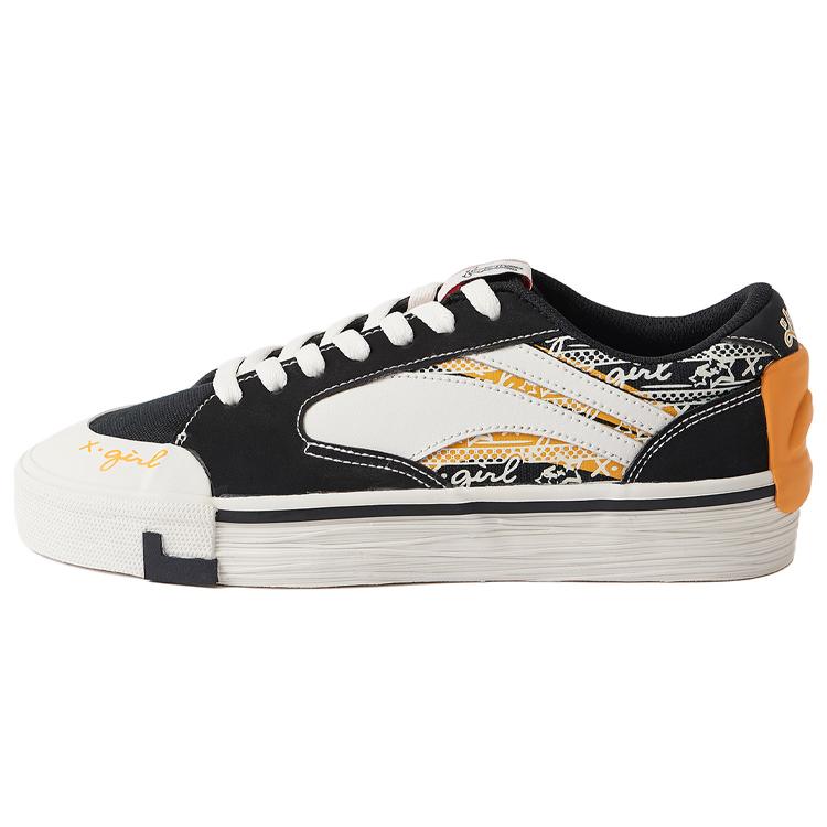 New X Girl X LiNing Wave Skateboard Cans Anti Slip Wear Resistant Low Top Skateboard Shoes Women's Black White Yellow AGCQ572-1