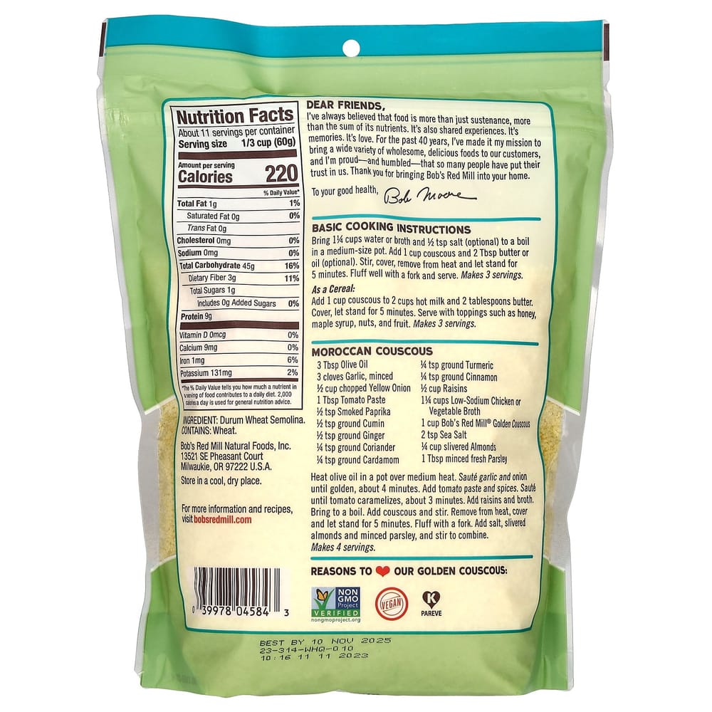 Bobs Red Mill Goldener Couscous 680g (24 Unzen)