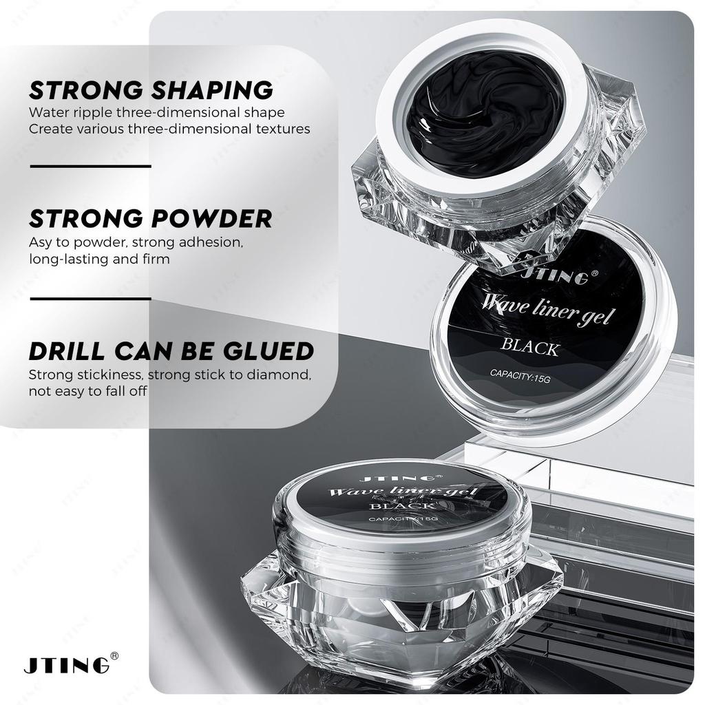 JTING Black Color Wave Liner Gel 3D Effect Semi Permanent Modelling for Nail Art Gel ODM/OEM Private Custom Nail Gel Polish
