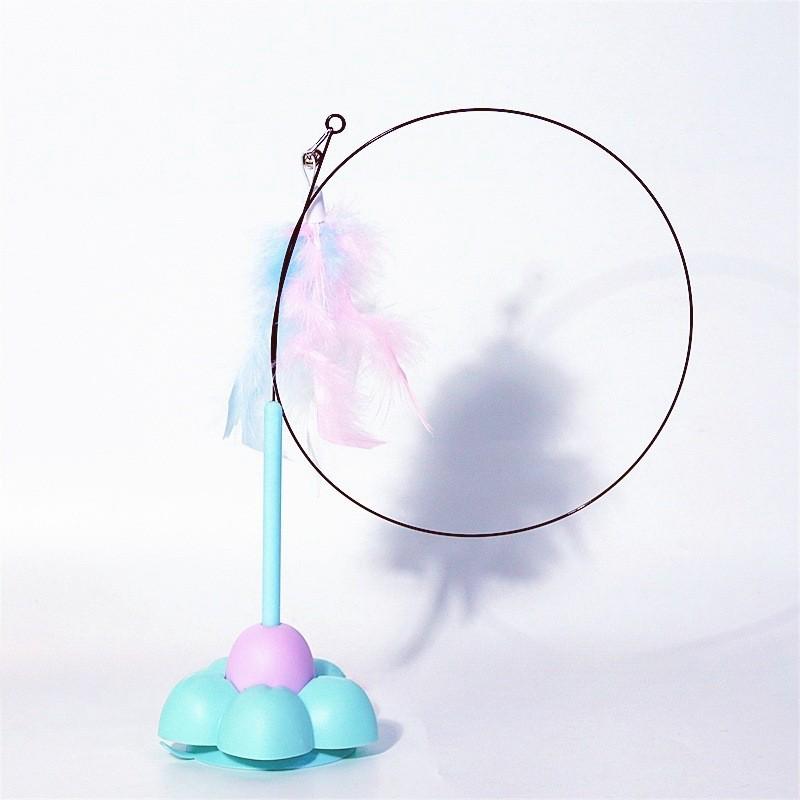 Long Rod Steel Wire Feather & Bell Cat Teaser - Durable Bite-Resistant Interactive Toy