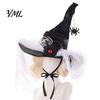 Gothic Princess Headpiece Halloween Witch Hat for Women, Spider Web Mesh Skeleton Hand Multi Layered Lace Decor Rose Flower Wizard Costume,