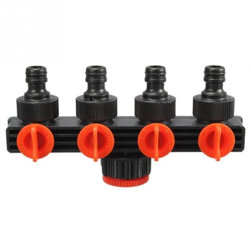Hot Garden 4 Way Faucet Connector Hose Diverter Plastic Convenient Drip Irrigation Water Connector Home Items