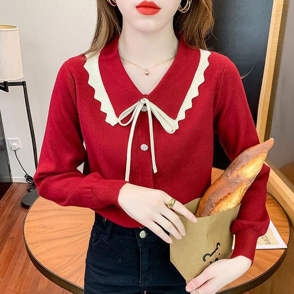 Pulover din tricot cu fundă pentru femei Undercover, toamnă și iarnă, cu guler pentru păpuși, pulover la modă