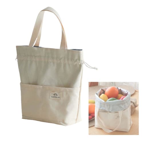 Tibemi Insulated Lunch Bag, Insulated Bento Box, with Aluminum Foil Lining, Keeps Food Hot or Cold, Drawstring Lunch Bag, Waterproof and Stain-Resista