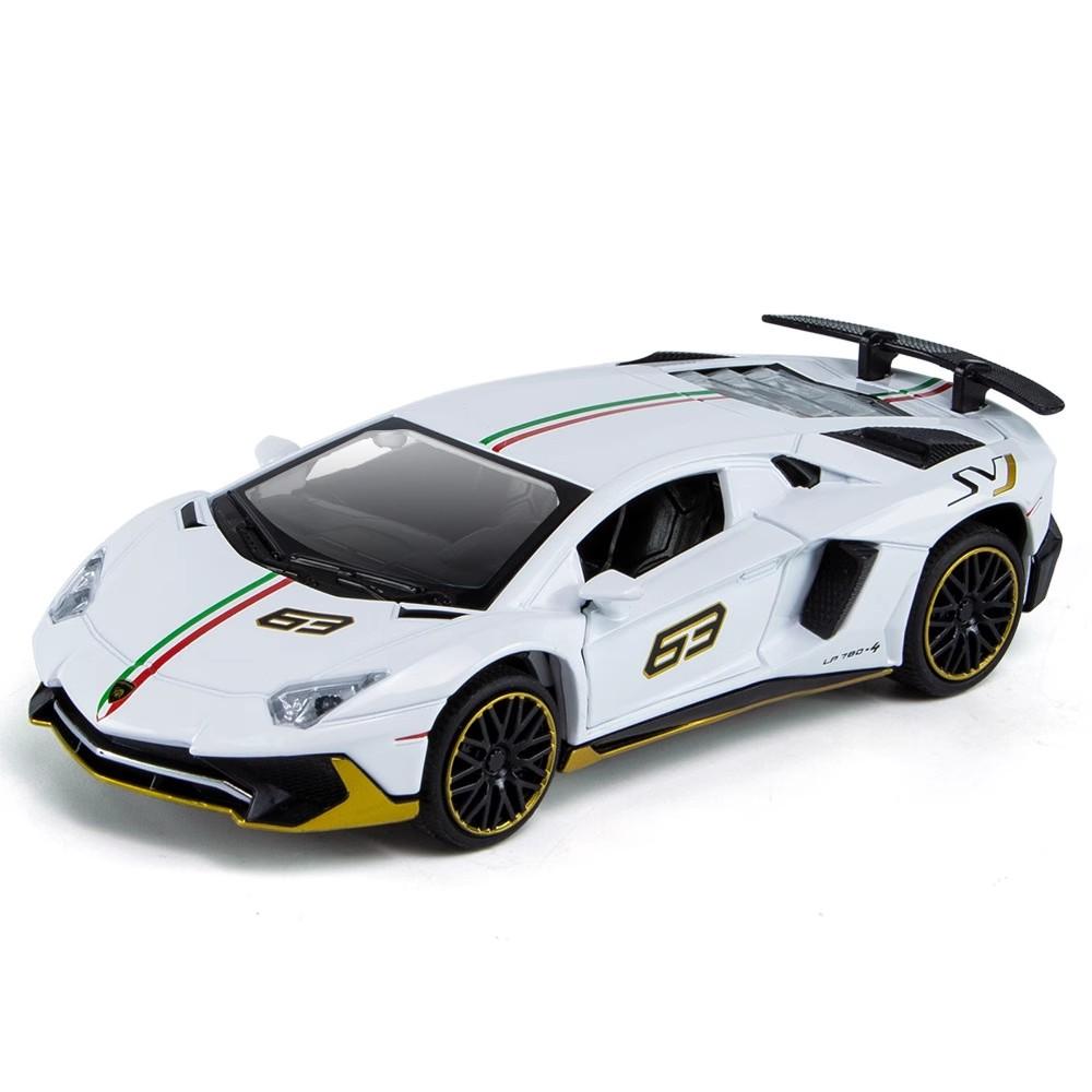 1:32 Lambor Aventador SVJ LP780-4 Sports Car Model Toy Diecast Metal Scissor Doors Opened Simulation Sound Light Hobby Gifts