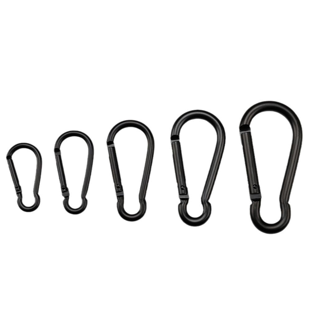 Black Gourd-Shaped Carabiner Keychain with Metal Hook for Outdoor Water Bottles and Backpacks
