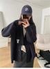 Japanese Style Age-Reducing V-Neck Color-Block Striped Knit Cardigan Sweater for Women, Autumn Winter Loose Fit