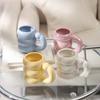 Keramiska Söta Muggar Kaffekoppar Korea Kawaii Designer Cirkel Bubbla Kaffekoppar Frukost Mjölk Juice Te Handtag Kopp Mikrovågssäker