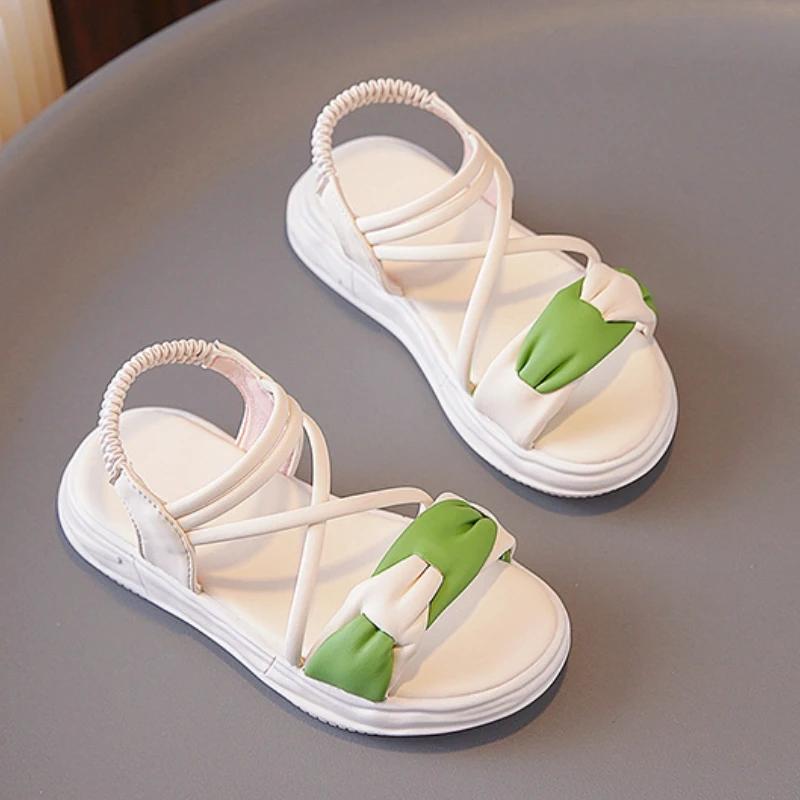 New Girl Shoe Summer Fashion Versatile Kid Shoes Soft Sole Anti Slip Sweet Beauty Sandal Simple Beach Breathable Princess Shoes