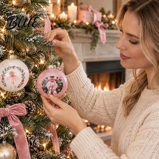 Ornament Gift Set for Christmas 12 Pcs Balls Ornaments Gym/Ballet Girl Hanging Decoration 3.15" Box of Ornaments Shatterproog Plastic Ball Xmas Tree