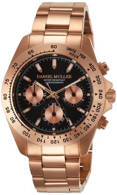 Montre Chronographe DANIEL MULLER Or Rose x Noir [Daniel Muller] Homme DM-2002BK Homme