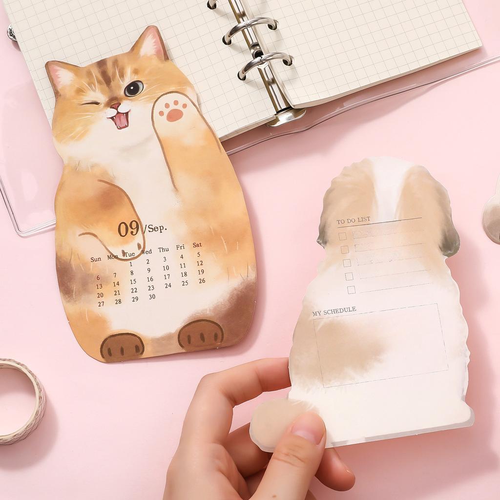 2026 Cute Three-dimensional Cat Dog Series Desk Calendar Table Planner Yearly Organizer Memo Notes Home Office Daily Scheduler