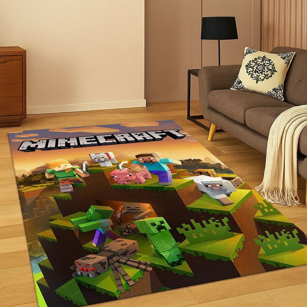 Klassisk S-Sandboxs Tecknad Pixelspelsmatta för Sovrum Vardagsrum Soffa Heminredning, Barnmatta Halkfri Golvmatta Gåva