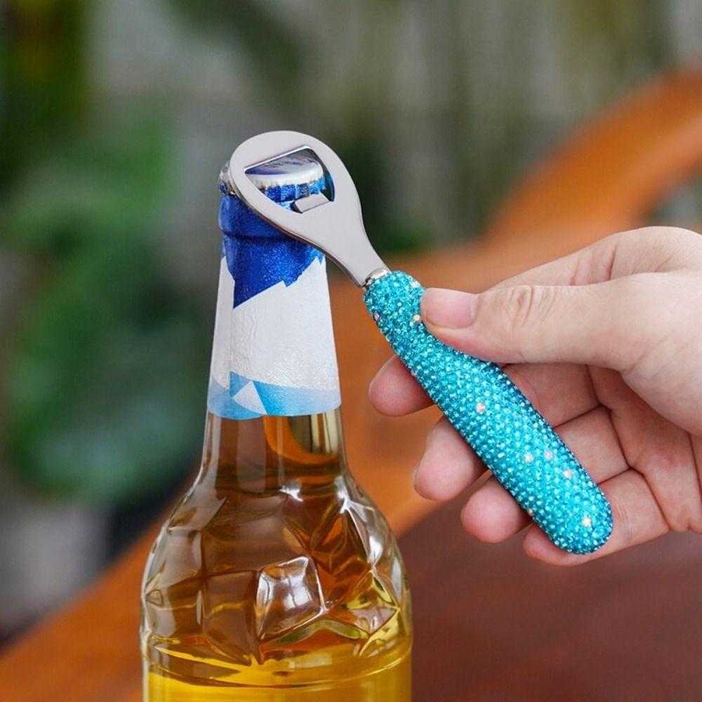 Luxusní Kreativní Bling Otevírák na Pivo Rukojeť s Kamínky Manuální Otevírák na Láhve Šetřící Práci Dekorativní Otevírák Víček Barové Nástroje