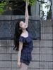 Eogeulliswedou Ruffle Flower Skirt Pants (Navy)