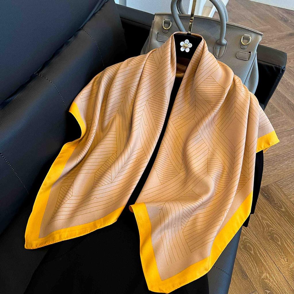 Square scarf 91CM large square scarf imitation silk satin scarf temperament women's shawl scarf headscarf windproof silk scarf thin