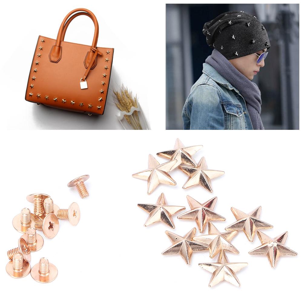 10 Stück Metall-Stern-Nieten-Spike-Schrauben für Lederhandwerk, Taschen, Schuhe, DIY-Dekoration