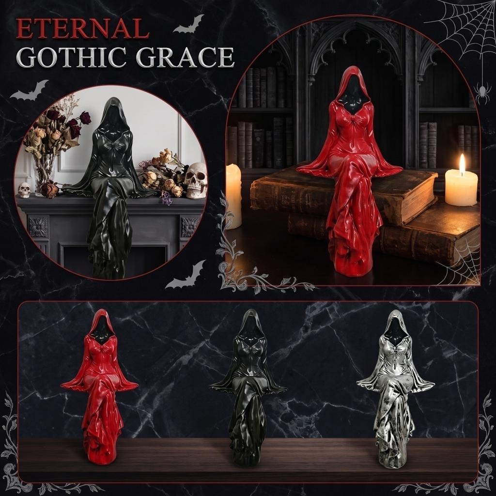 Gothic Resin Figurine Statue for Home Decor, Dark Sculpture for Desk Shelf Display