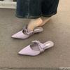 2025 Summer New women Versatile Comfortable Purple sandal with Butterfly Knot Fashionable Simplicity Baotou women Half Slippers