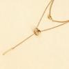 Trendy Double-Ring Pendant Tassel Necklace with Long Bar Clavicle Chain