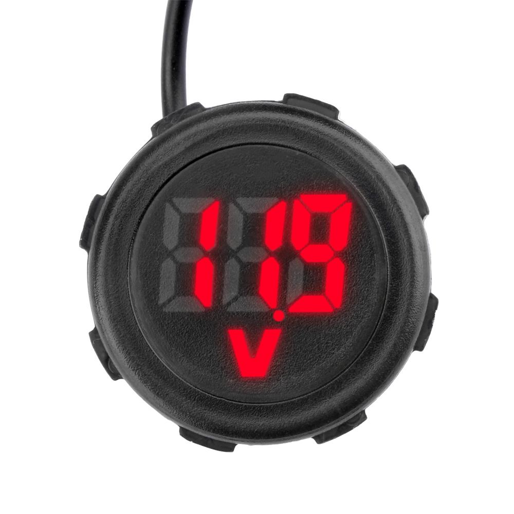 DC4-100V Waterproof Voltmeter Auto Voltage Test LED Digital Voltmeter Circular 2-wire Voltmeter Reverse Connection Protection