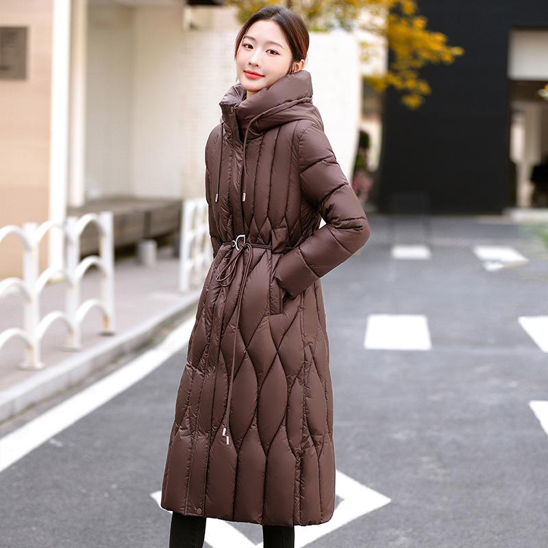Down Cotton Clothes Women's Medium and Long Models, New Fashion Design Sense, Winter Thickened Cotton Clothes Over the Knee