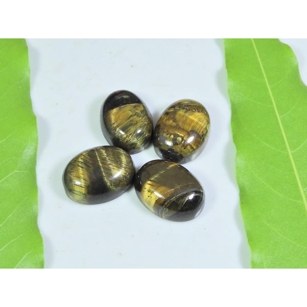 12X16MM Natural Tiger Eye Oval Cabochon Loose Gemstone 4Pcs Lot 47Cts. A-521