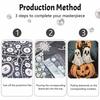 Frameless Pearl Painting Kit Pumpkin Ghost Castle Pattern DIY Shiny Bead Canvas Creative Craft for Adults Home Decor Festival Ornament