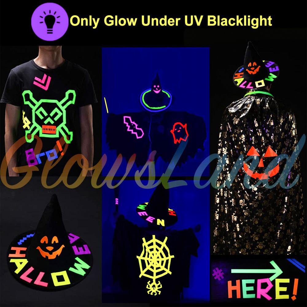 Adhesive Tape Under UV Black Light Fluorescent Neon Gaffer Blacklight Reactive Masking Cloth Party Stages Photography 5pcsPinstriping Tape 3