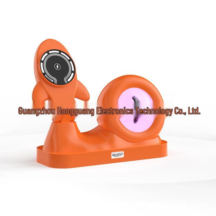 Rocket Wireless Charger: Creative Magnetic Fluid Décor & Stress-Relief Ornament оранжевый