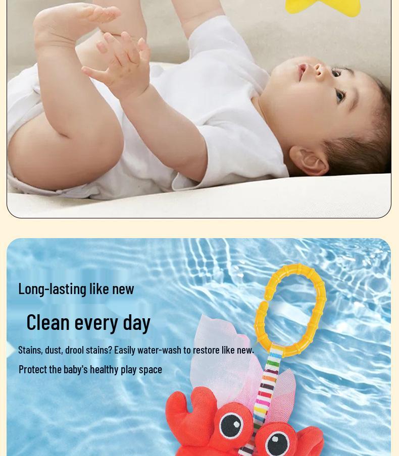 Crab Tissue Box Baby Stroller Pendant & Pull-Along Rattle Toy Safety Seat