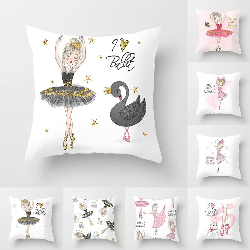 

Ballet Dance Girl Pillowcase Home Fabric Sofa Pillow Cushion Cover INS Style Sleeping Side 45*45cm