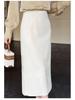 Rongtai Elegant High-Waist Lace Trim Straight Skirt with Back Slit - Women's Fashion 2026