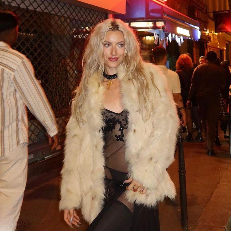 

Gusty Spring/Summer New Fashion Fancy Faux Fur Coat Rich Home Gold Fox Fur Sexy Warm Coat Apricot S