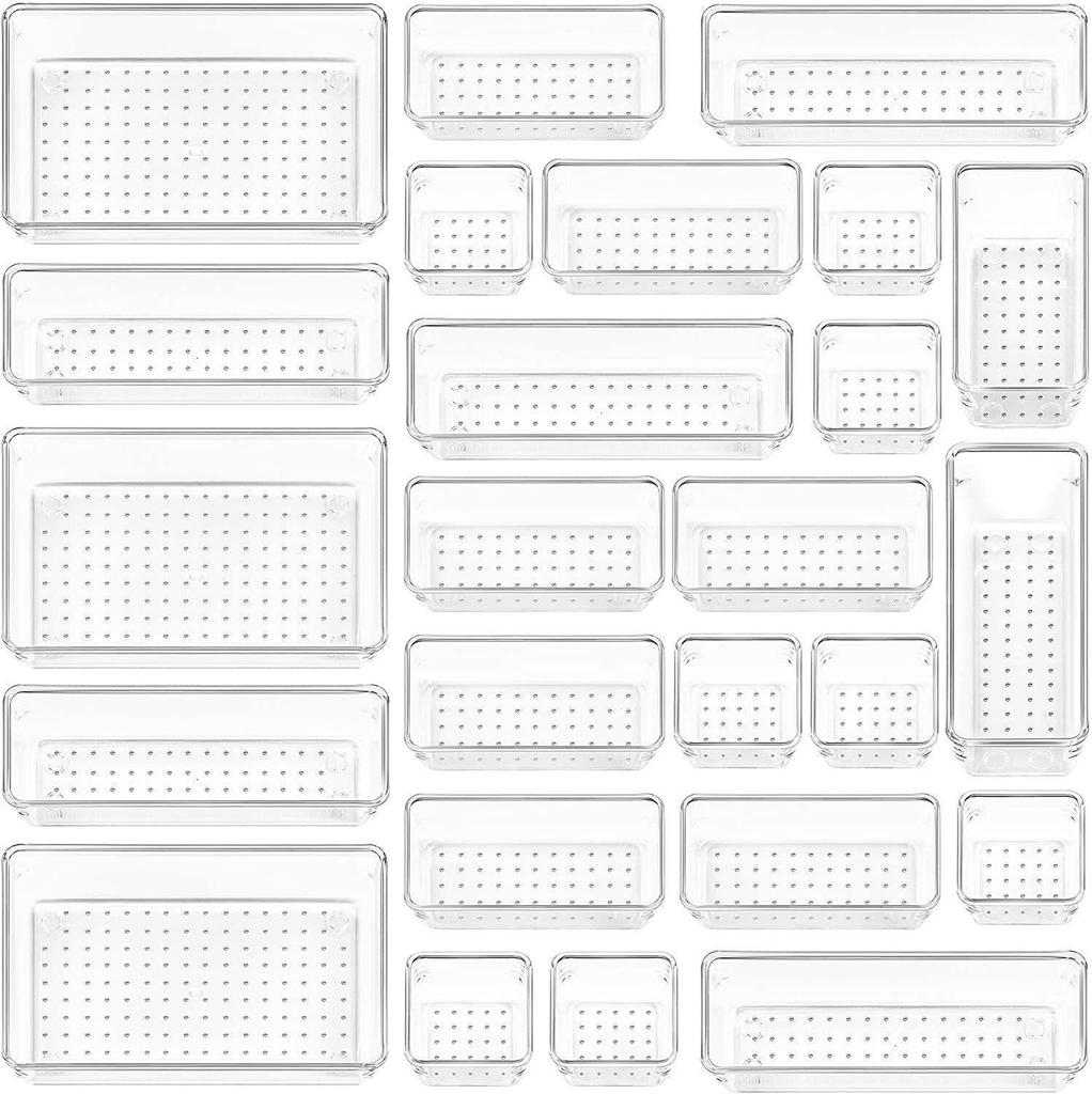 Under-Desk Transparent Compartmented Cutlery Storage Box Set