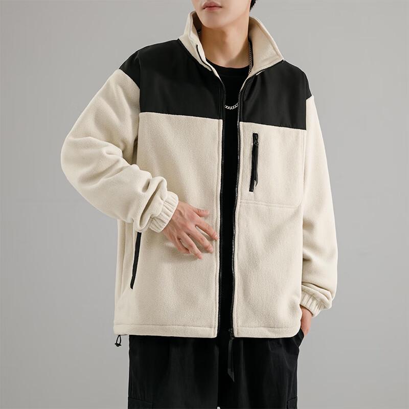 Huili Autumn/Winter American Style Color-Block Fleece Jacket