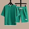 Trendy Summer Waffle T-Shirt & Shorts Set - Youthful, Handsome Sportswear