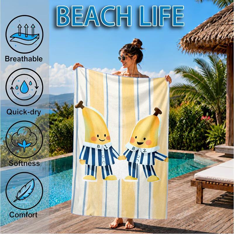 Bananas In Pyjamas Classic Beach Towel, Quick-drying, Easy to Care for, Suitable for Both Fitness and Beach Vacations,Sports Essential