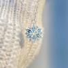 Ice Blue Zircon Snowflake Necklace Women'S Fresh And Versatile Niche Design Sense Collarbone Chain Light Luxury High-End Accessories
