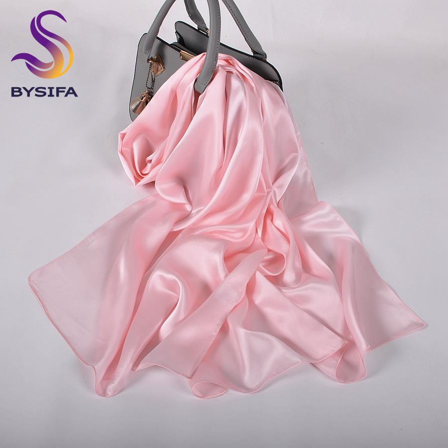 [BYSIFA]  Pure Silk Wine Red Silk Scarf Shawl Women Fashion Luxury Crepe Satin Silk Long Scarves Ladies Brand Head Scarf Cape