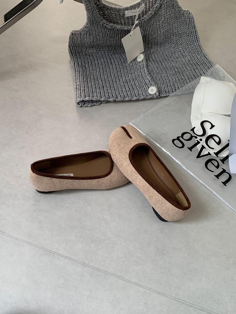 Dámské retro nazouvací boty s rozdělenou špičkou, měkká podrážka, nízký střih, perfektní k sukním