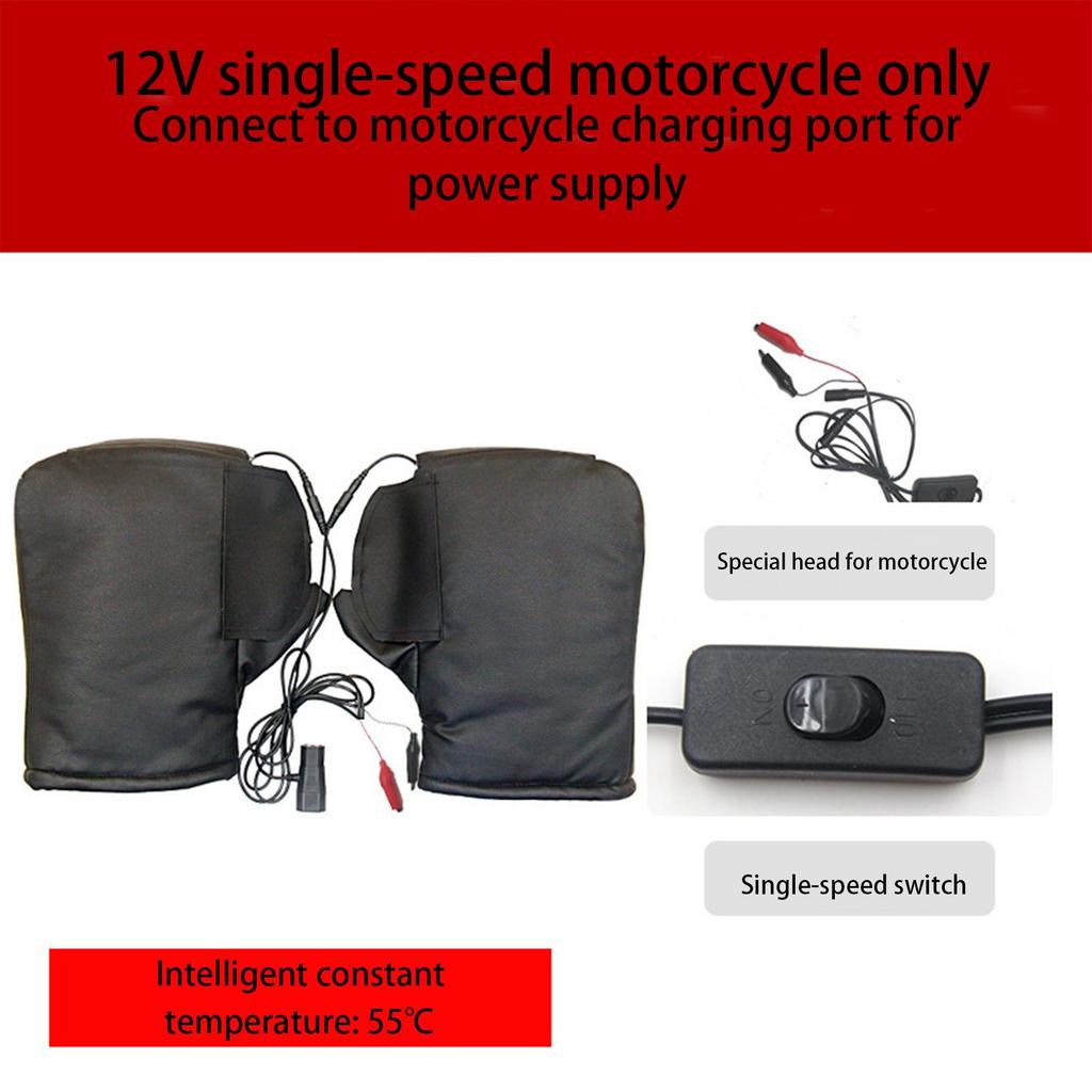 Heated Handlebar Muffs Windproof Electric Comfortable Snowmobile Heated Grip Gloves for Men Riders Commuting Riding Touring