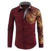 Men's Slim Fit Lapel Shirt with Hot Stamping Print, European Size, Long-Sleeve, 2026 Fashion Trend.