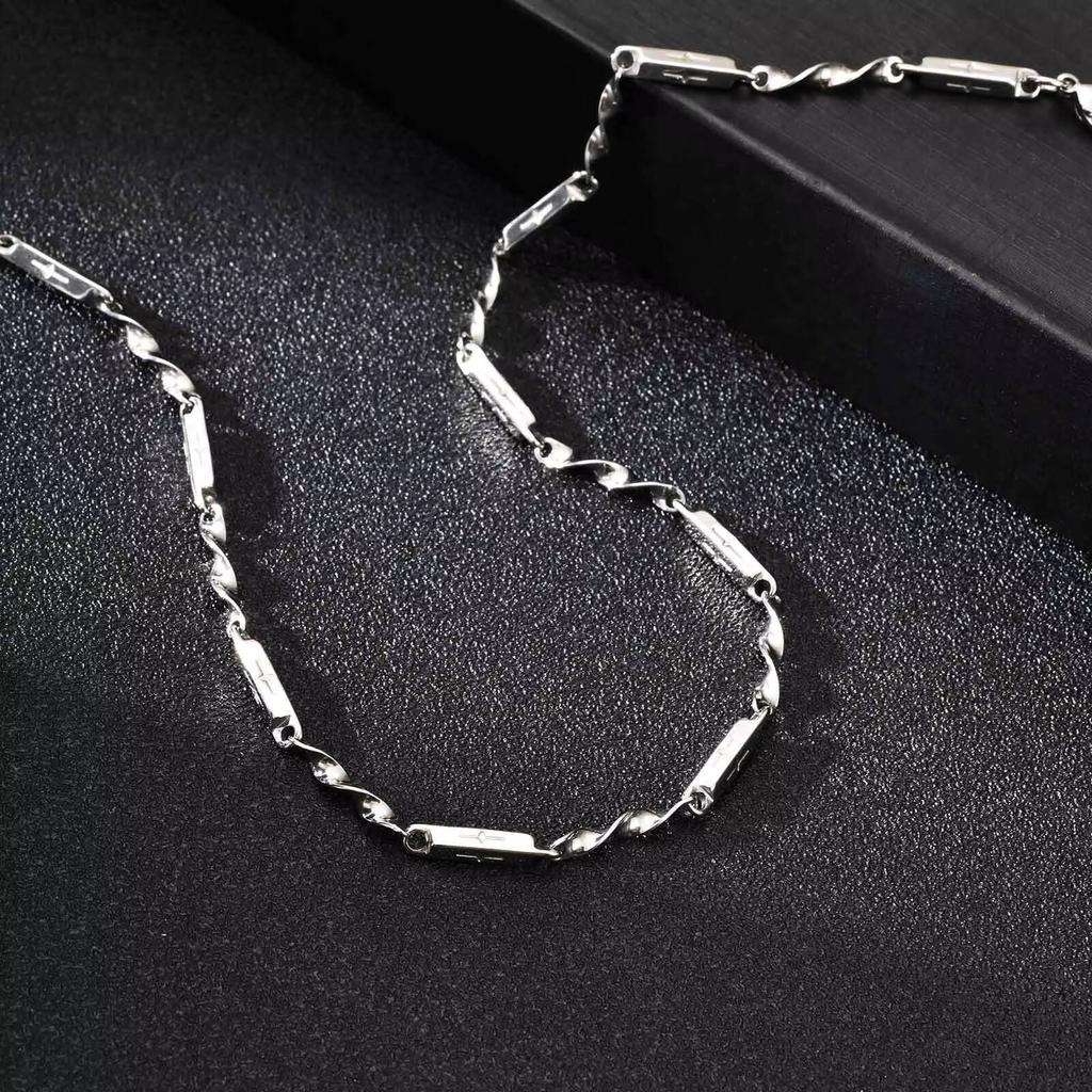 Xiaomi Vnox 3mm Stainless Steel Mobius Cross Bamboo Necklace for Men, Adjustable Tube Chain, Minimalist Jewelry Gift for Father Son Dad