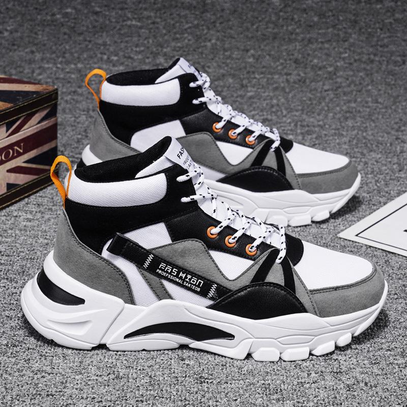 High-top Men's Shoes 2025 New Spring Breathable Platform Student Sports Shoes Men's Versatile Ins Dad Trendy Shoes