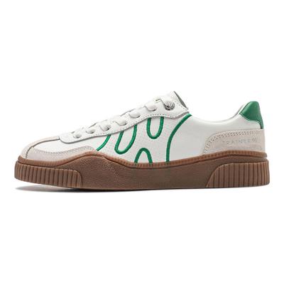 Li Ning Yun Chuan V2 Lässig Vielseitig Rutschfest Abriebfest Low-Top Trendige Skateschuhe Damen Sneaker Weiß Grün AGCT394-2