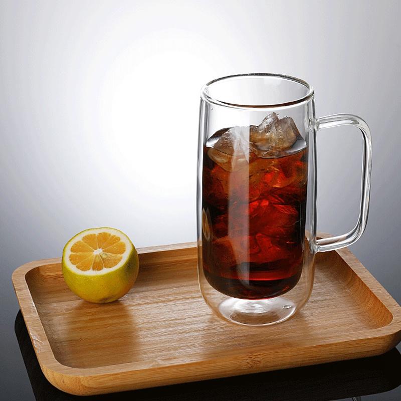 400ML Double Wall Glass Mug Ice Cola Glasses Coffee Mugs Beer Whiskey Tumbler Juice Cup Drinking Glasses