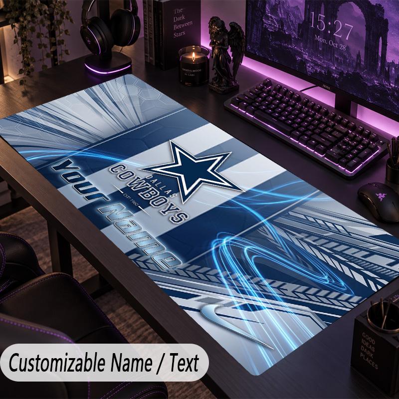 Large Mouse PadDallas Cowboys Custom Name Text Personalized Desk Mat Non Slip Gaming Pad
