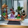 Ethnic Tribal Boat with Dancing Musicians Showpiece - 15x18 Inch Home Décor with Wooden Base - Gift for Housewarming, Festivals, Weddings
