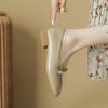 Autumn New Shallow Mouth Thick Heel Pleated Grandma Shoes Women's Pearl Soft Versatile Square Head Thick Heel Single Shoes Women